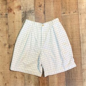 Vintage Ralph Lauren Polo Sport‎ White Windowpane Check Pleated Shorts Size 8